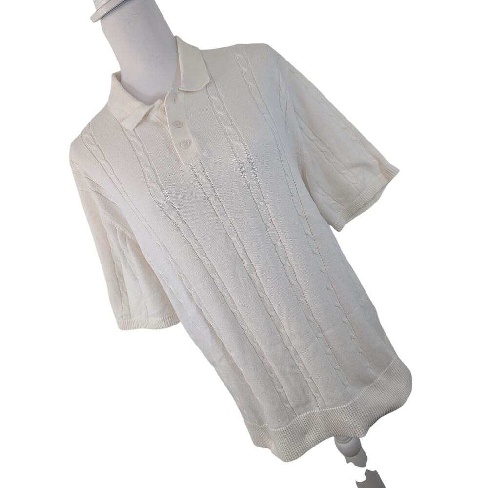 OLD NAVY! SWEET EGGSHELL WHITE MINI CABLED, SHORT SLEEVE KNIT SWEATER TOP! SZ L